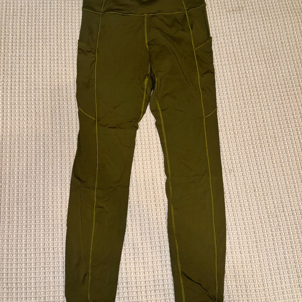 Lululemon Fast & Free - Olive Green High-Waist Active Leggings w/ Pockets
